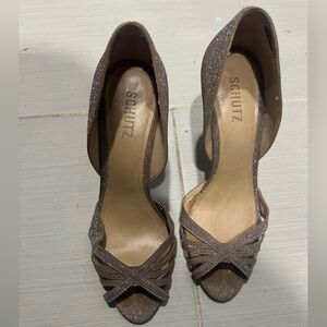 SCHUTZ Women's Sparkling Heels - Brown Glitter